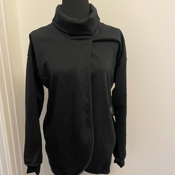Nike Maternity Reversible Sweatshirt Pullover Top Funnel Neck Nursing Black NEW - Picture 8 of 10